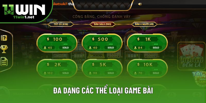 Đa dạng các thể loại game bài