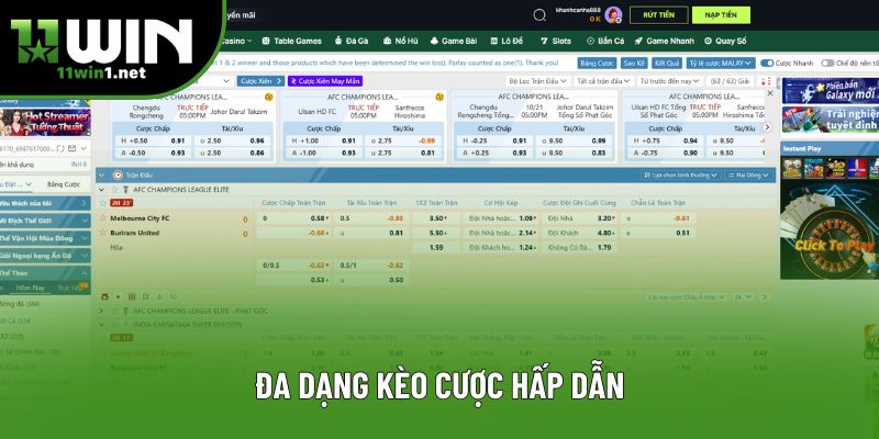 Đa dạng kèo cược hấp dẫn Đa dạng kèo cược hấp dẫn