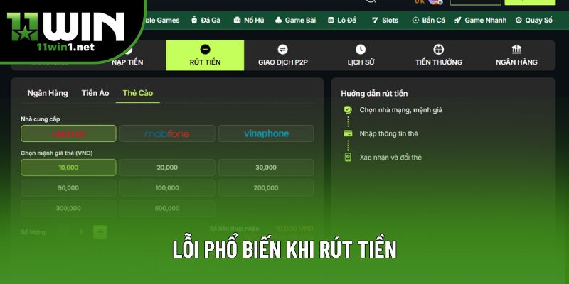Lỗi phổ biến khi rút tiền